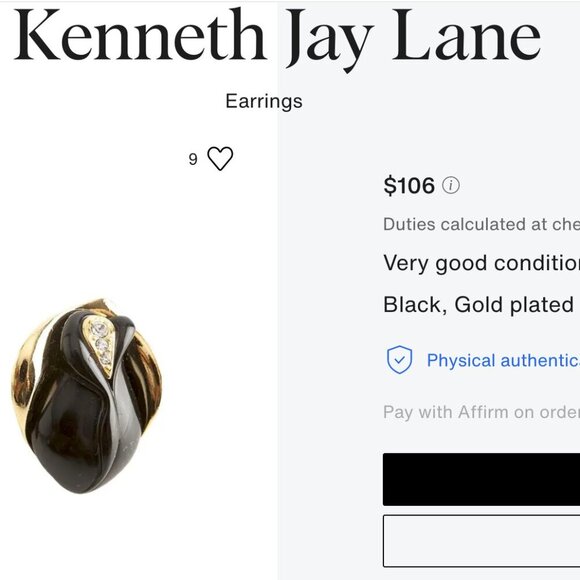 Vintage 1980's KJL for AVON Black Midnight Rose Post Earrings | Bloom After Dark - Picture 6 of 6